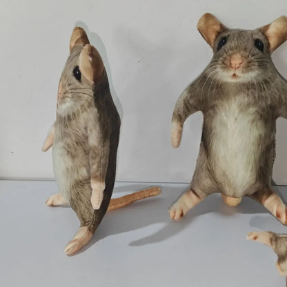 Ugly-cute spoof mouse plush side profile close up