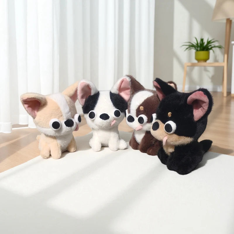 Ugly cute chihuahua stuffed animal white and brown variant desk companion front view