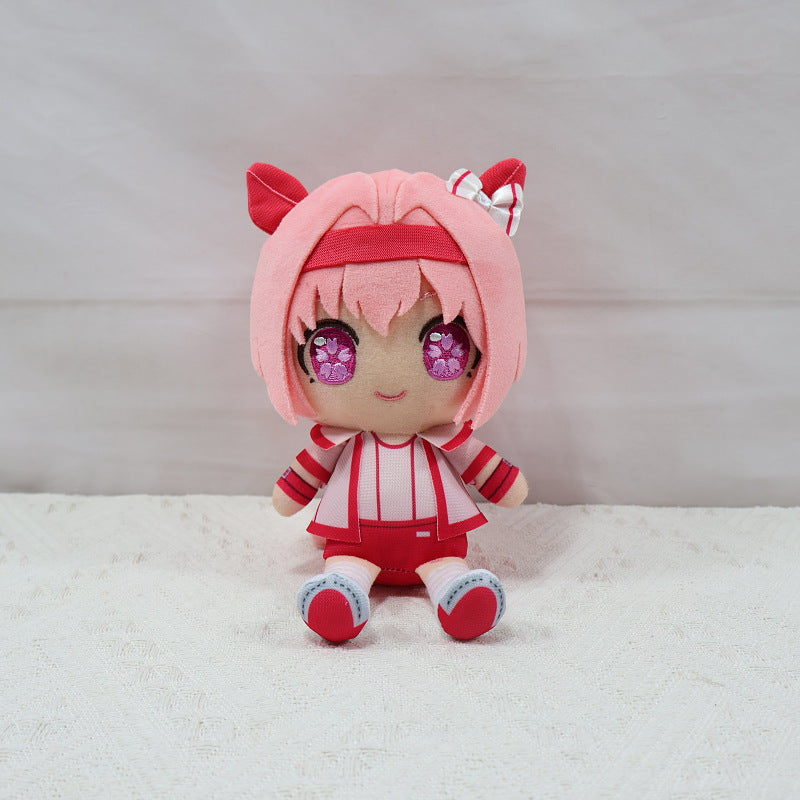 Umamusume haru chibi plush standing on shelf fan collection piece
