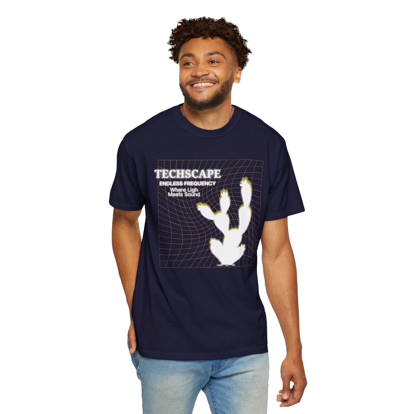 Underground club fashion graphic tee on hanger showing full artwork
