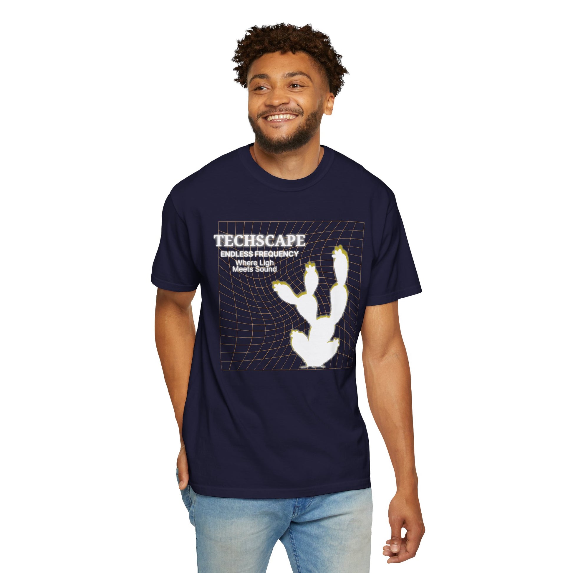 Underground club fashion graphic tee on hanger showing full artwork