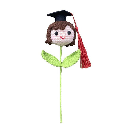 Unique graduation gift idea showing boy and girl crochet doll variants side by side
