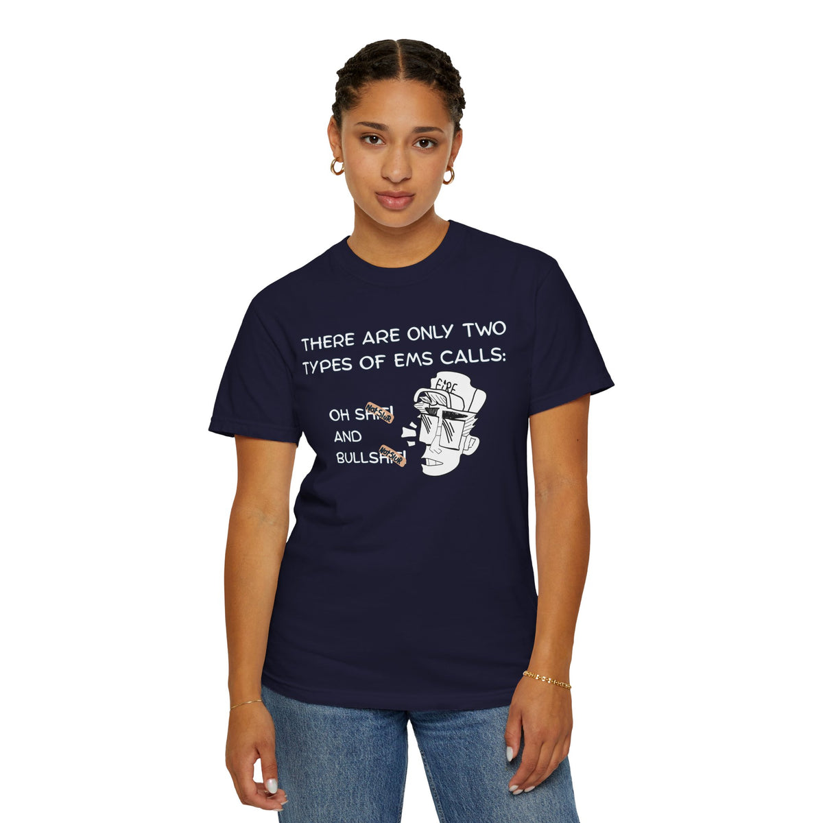 Unisex EMS funny t-shirt back view two types of calls paramedic dark humor print