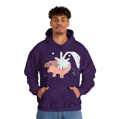 Unisex Moo Deng hooded sweatshirt for all ages
