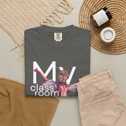 Unisex garment-dyed t-shirt with expressive graphic artwork