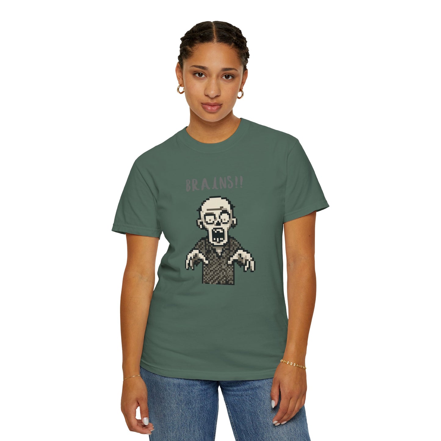 Unisex pixel art zombie horror tee.