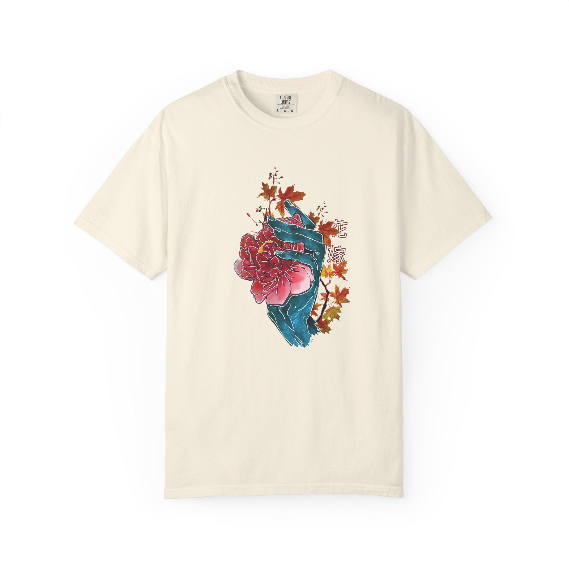 Unisex ring-spun cotton tee with botanical and anatomical chest graphic.