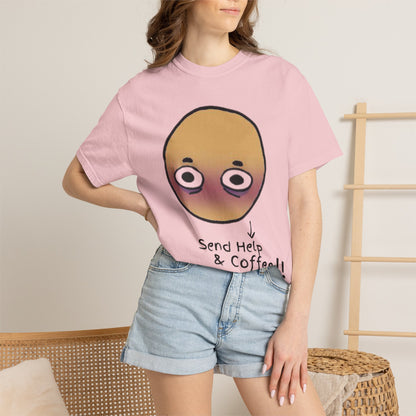 Unisex sleepy face meme shirt hanging on wall hanger minimal background