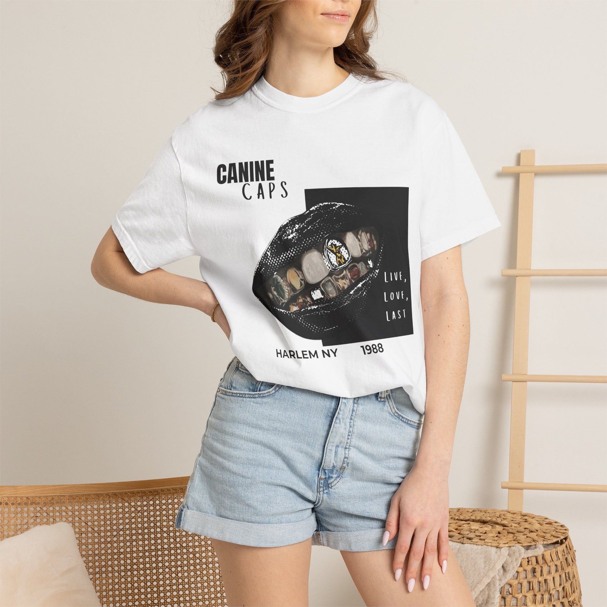 Urban streetwear culture canine caps tee lifestyle model shot