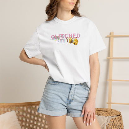 Vaporwave cat tee in dusty pink colorway