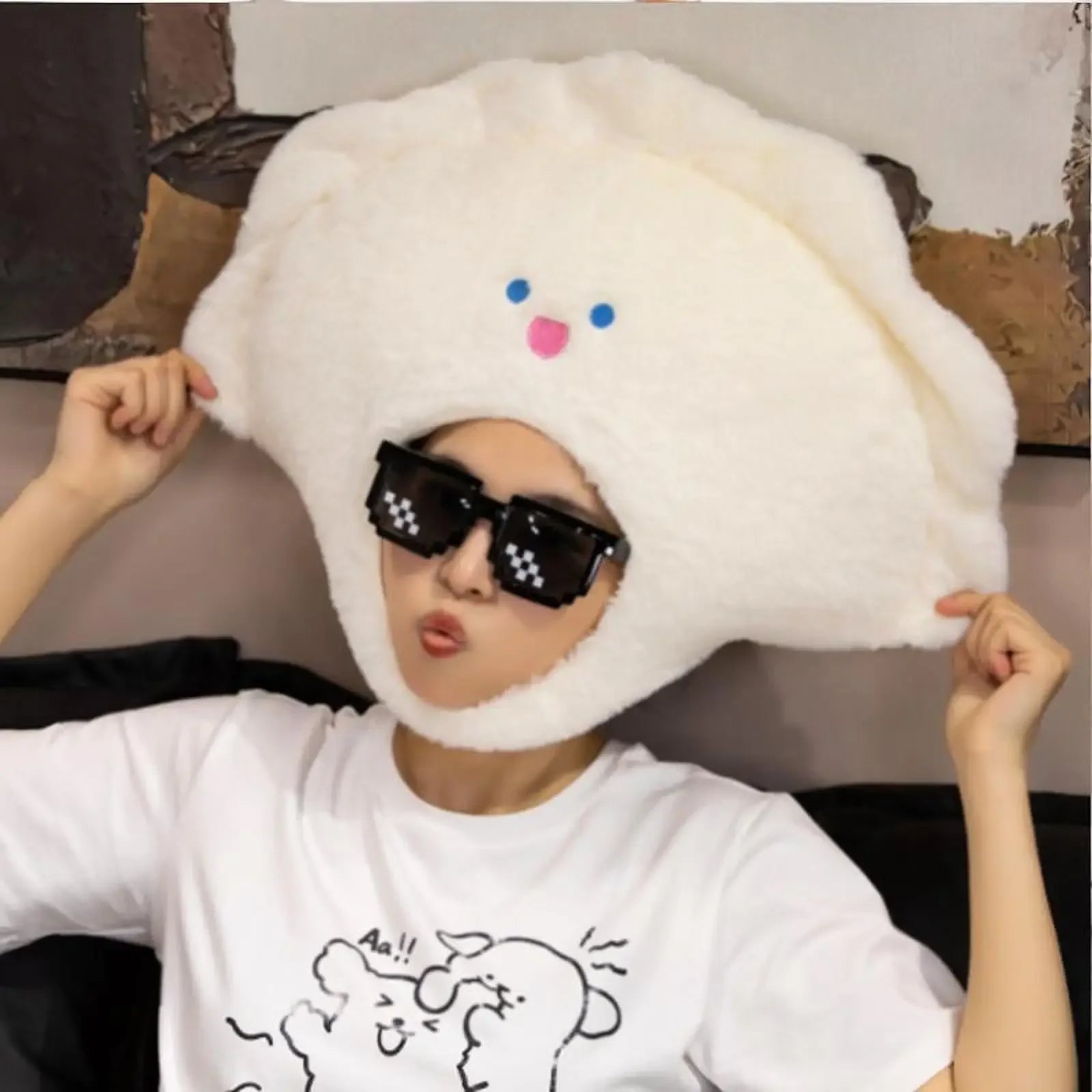 Gorro De Peluche Con Forma De Dumpling Chino – Accesorio Divertido Y Calentito Para Disfraces De Carnaval, Halloween Y Pascua