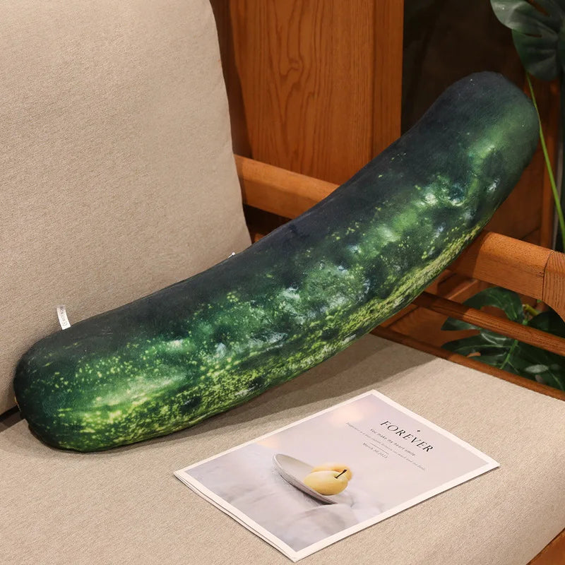 Vegetable plushies collection displayed on shelf as quirky home decor accent