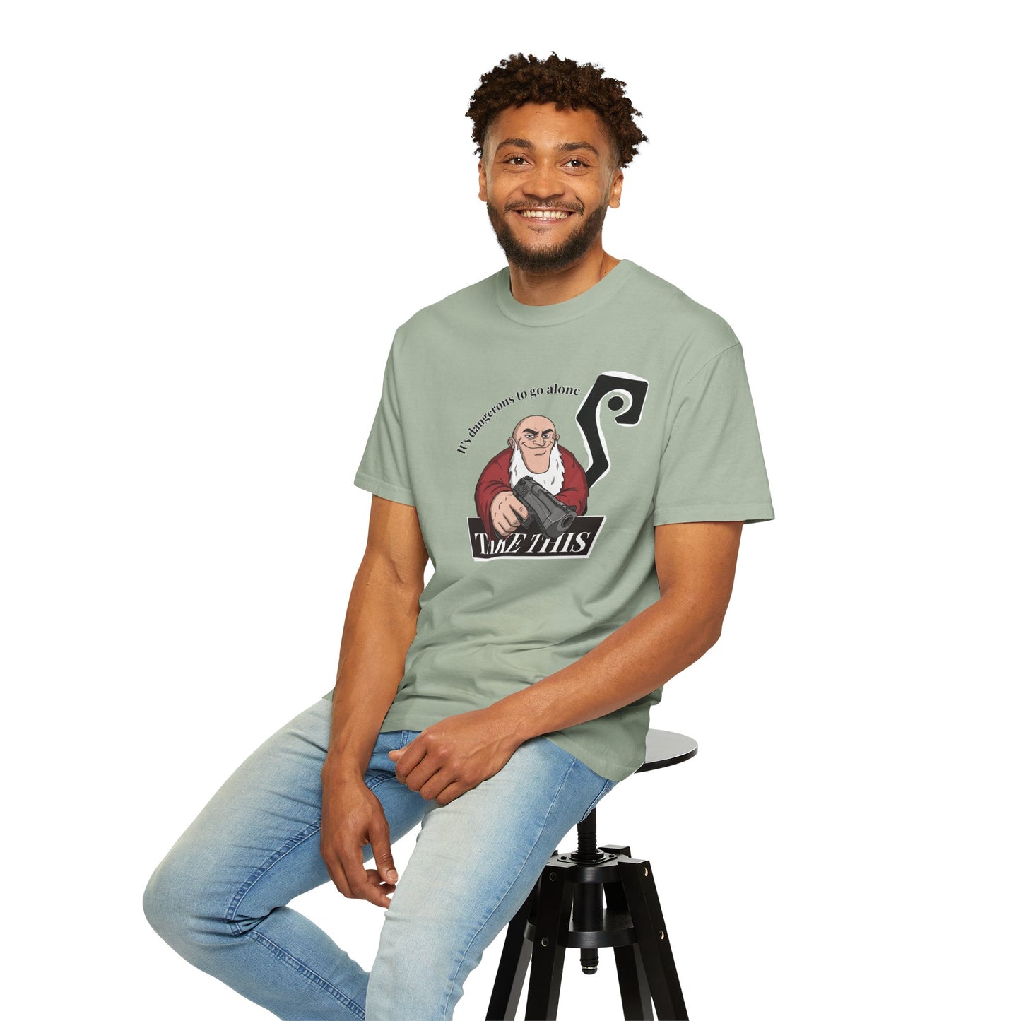 Victorian judge illustration heavyweight garment dyed tee worn lifestyle shot