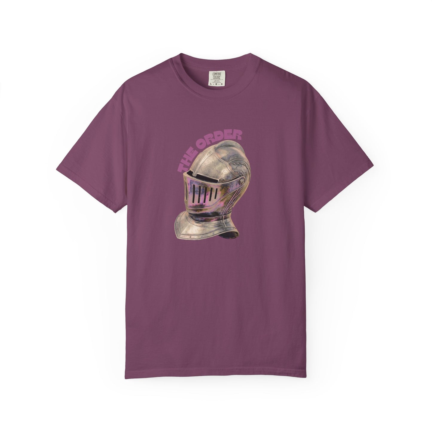 Victorian knight helmet tee worn with jeans - casual fan apparel outfit
