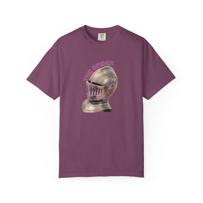 Victorian knight helmet tee worn with jeans - casual fan apparel outfit
