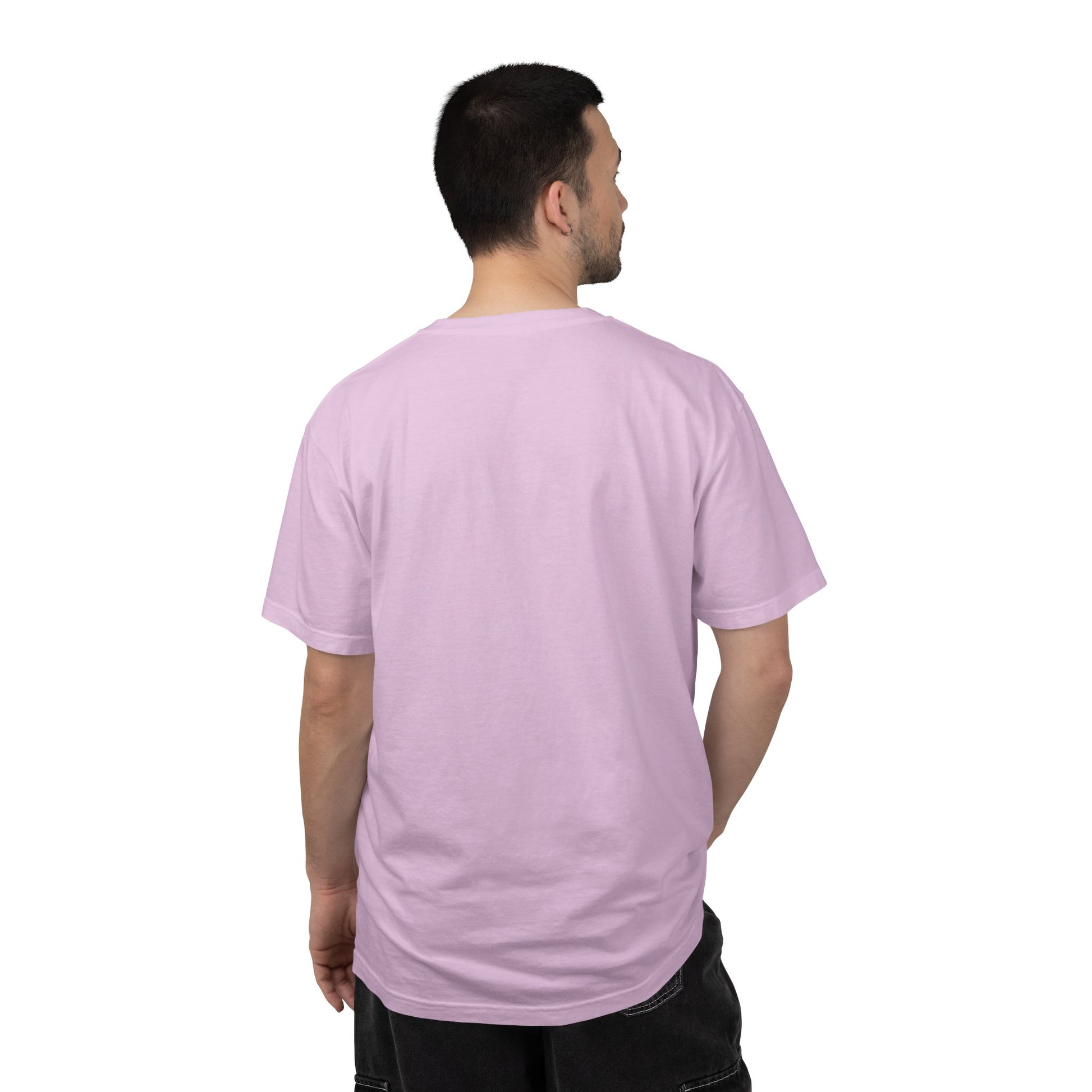 Vintage-style self-shipping graphic tee with broken-in garment-dyed finish

