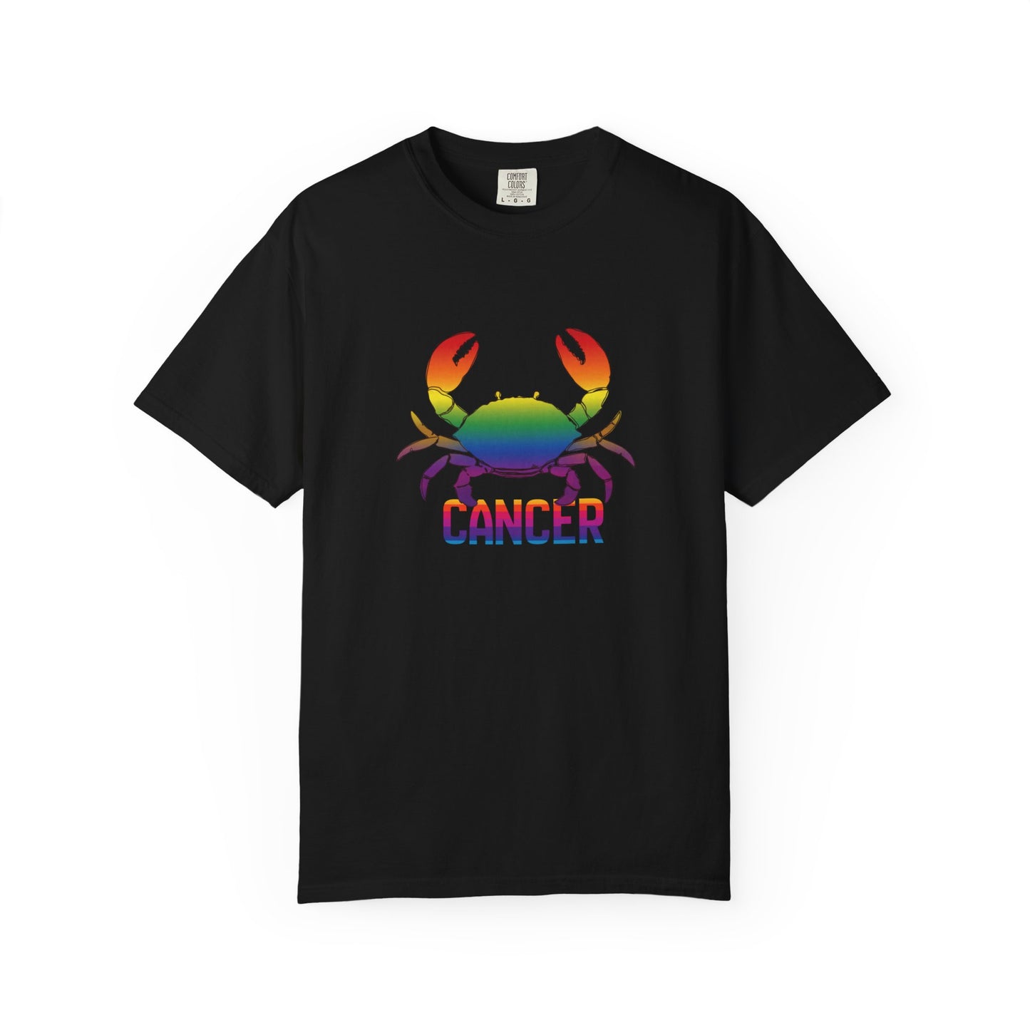 Vintage-wash Cancer shirt with bold rainbow crab motif
