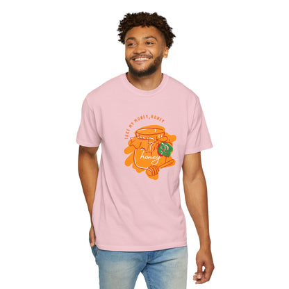 Vintage inspired honey graphic tee with lived in garment dyed finish