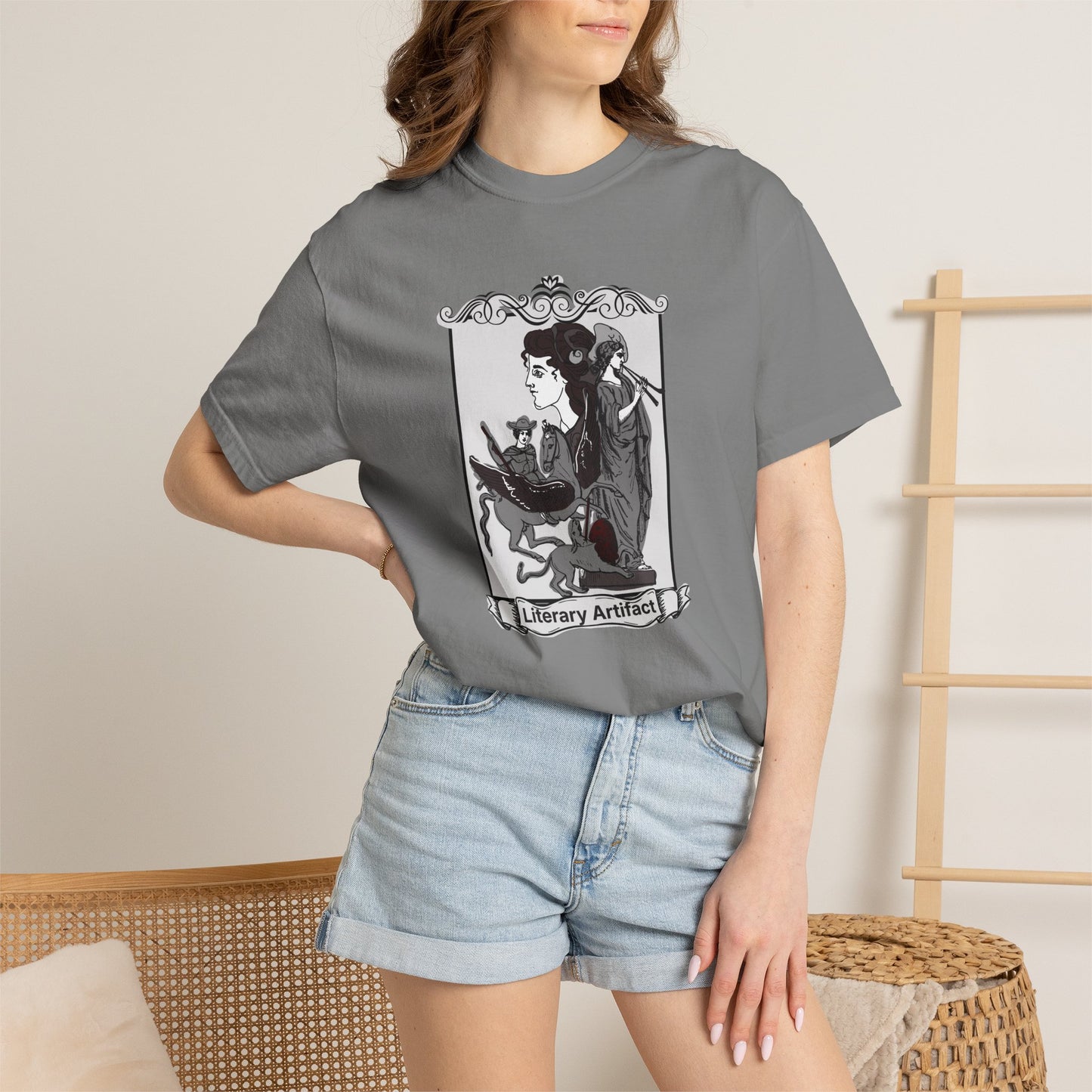 Vintage reader tee gift wrapped as a literary gift for book lovers and bibliophiles