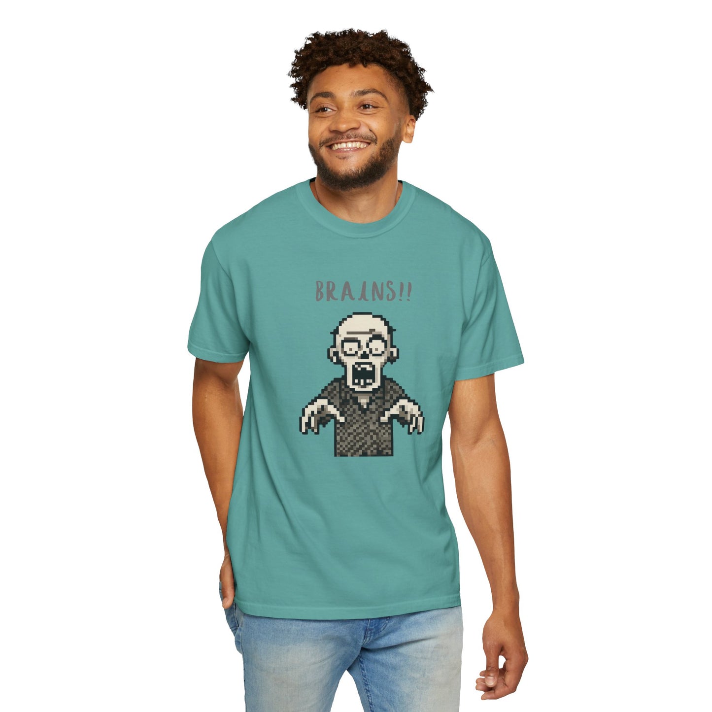 Vintage style pixel zombie horror shirt.