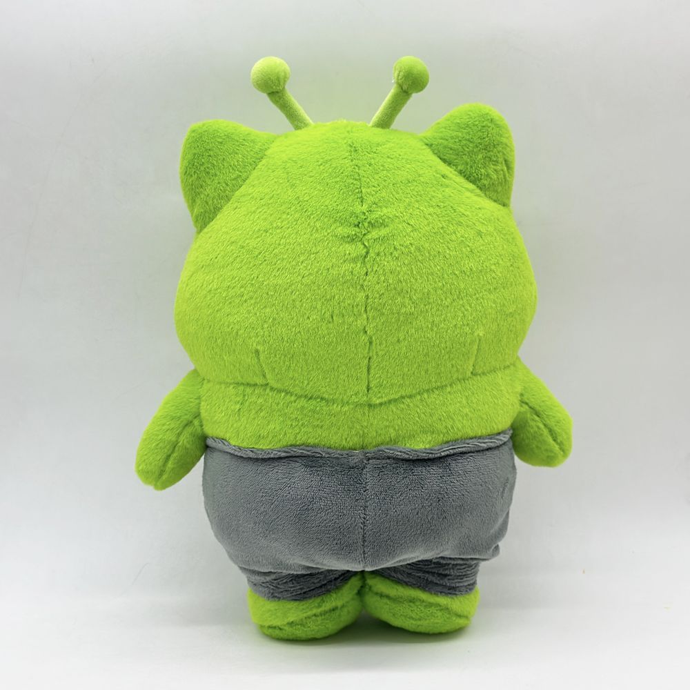 Viral green cat meme plushie shelf display internet culture collectible