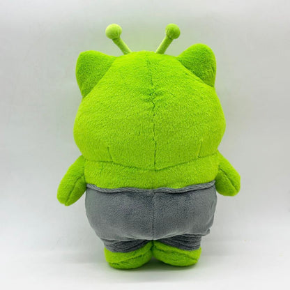 Viral green cat meme plushie shelf display internet culture collectible