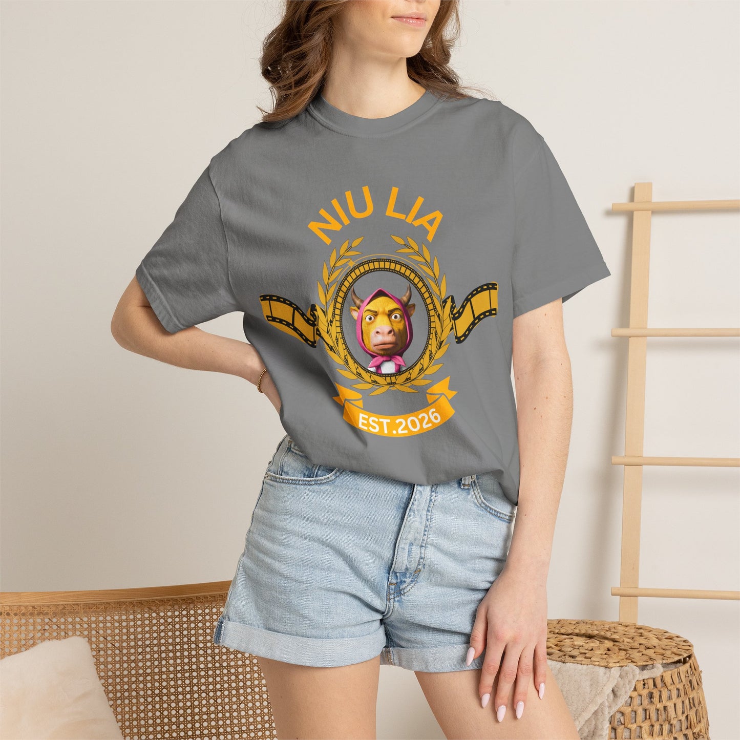 Viral internet culture clothing Niu Lai ox tee giftwrapped with ironic presentation
