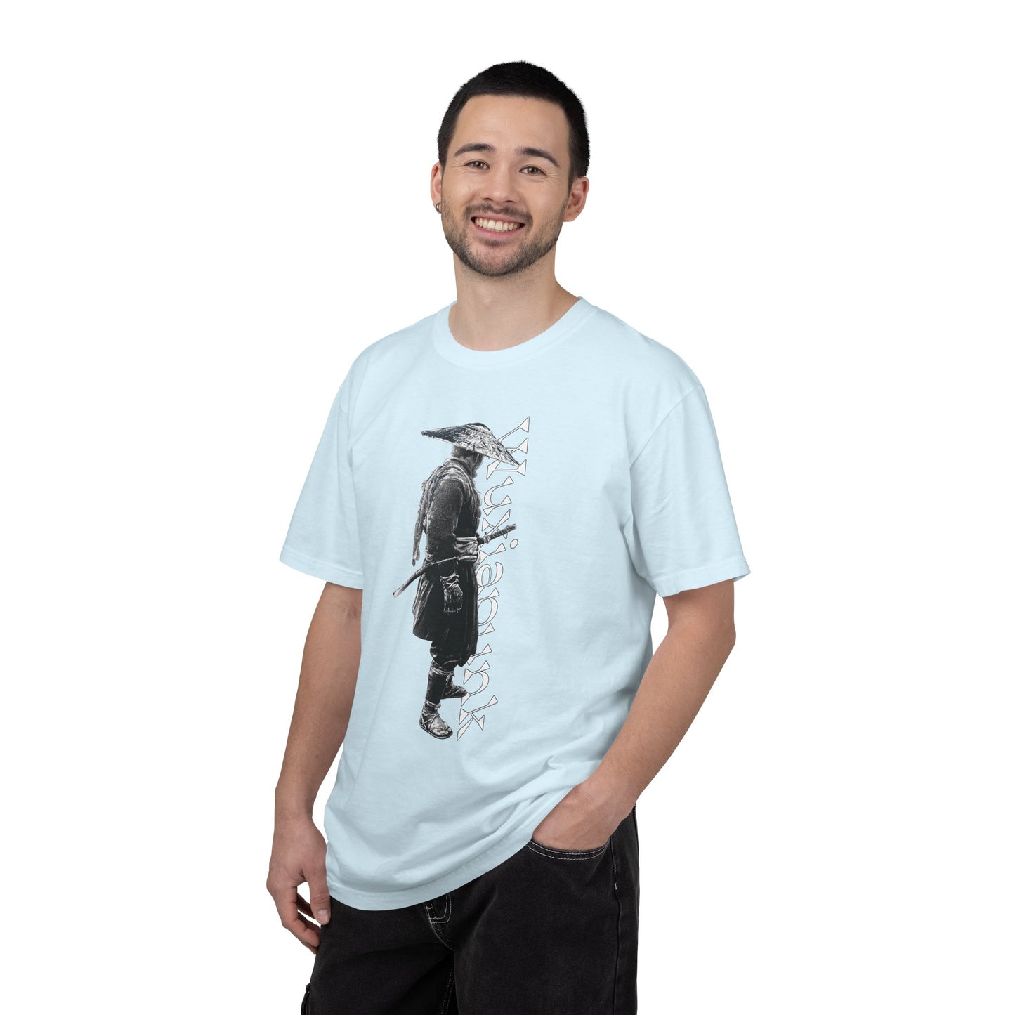 Wandering blade straw hat swordsman graphic heavyweight garment dyed tee dark design