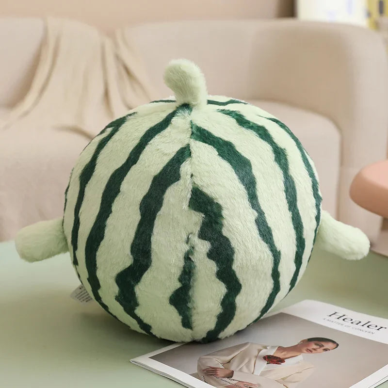 Watermelon plush toy close up showing soft PP cotton texture