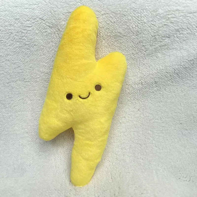 Weather plushies lineup all four characters tornado raindrop snowflake lightning
