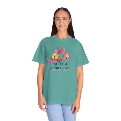 Weirdcore graphic tee dreamy liminal flat lay on a soft pastel surface
