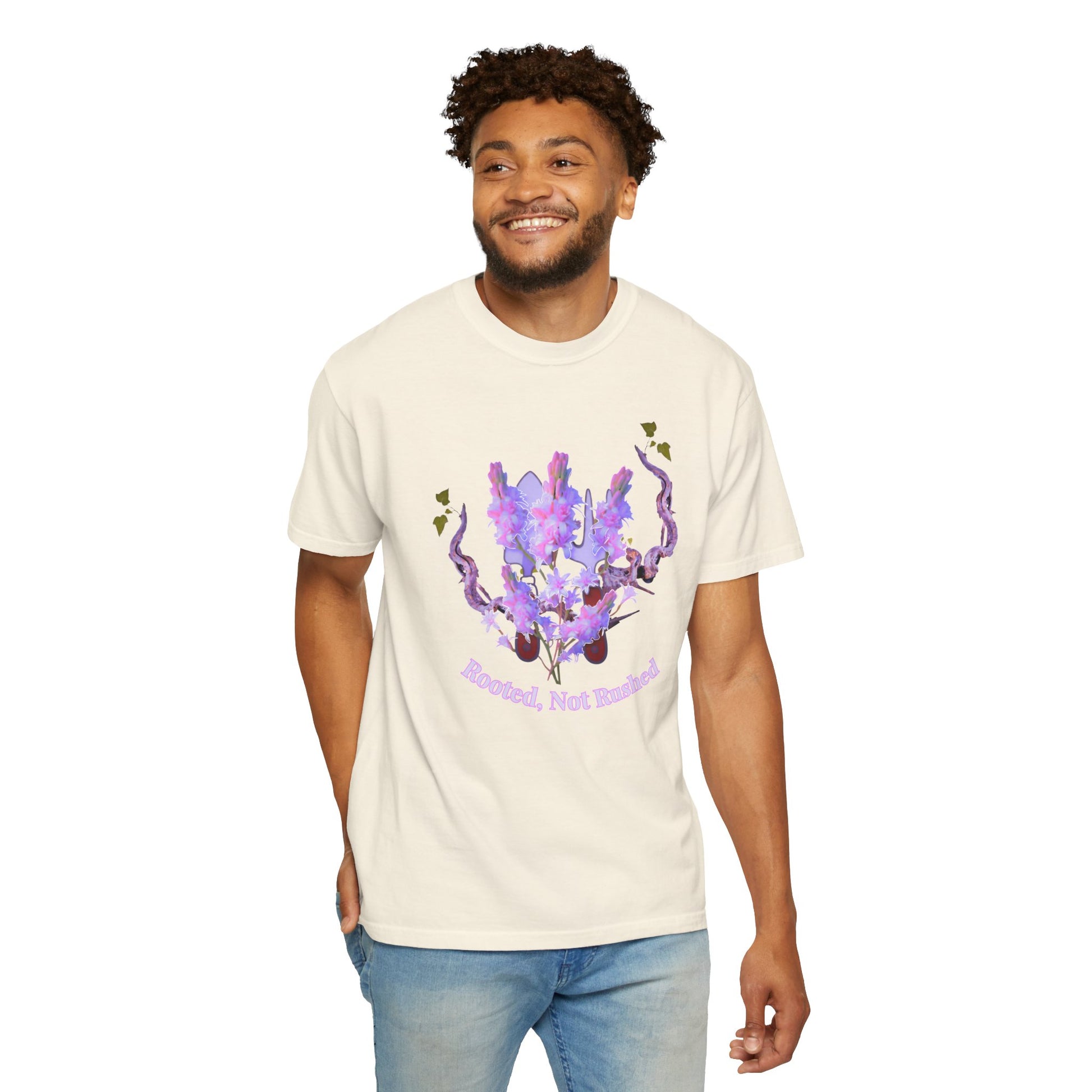 Wellness graphic tee unisex relaxed fit in size small modeled front and back
