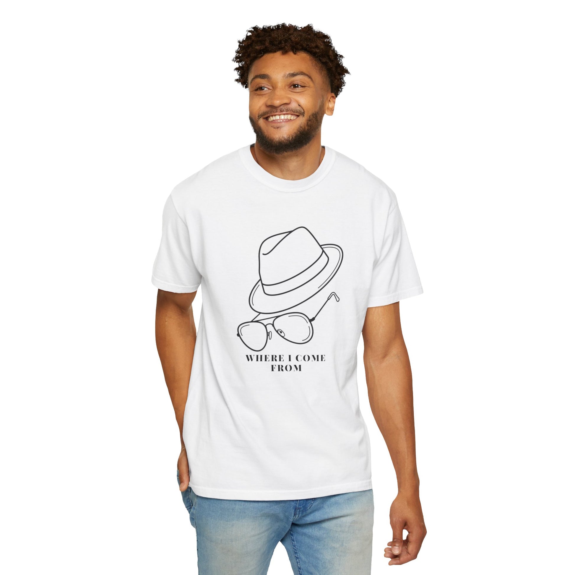 Where I Come From text cowboy hat graphic comfort tee