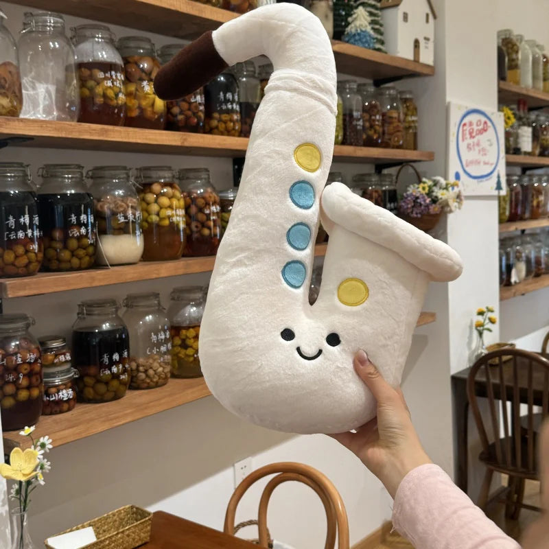 White and brown 45cm saxophone plush collection display kawaii room decor