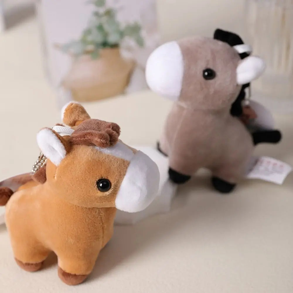 White horse plush keychain kawaii soft animal backpack charm 10cm