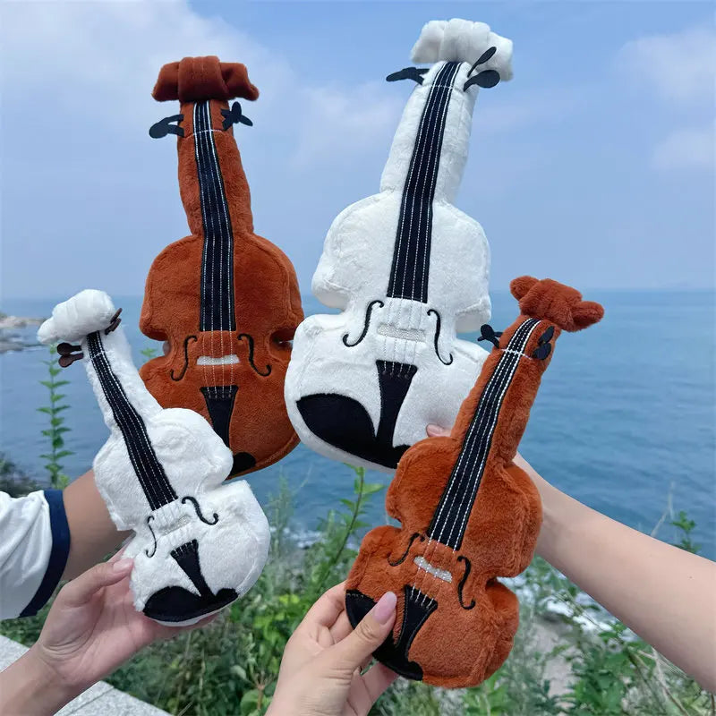 White violin stuffed toy 20cm size, kawaii aesthetic handmade plush gift