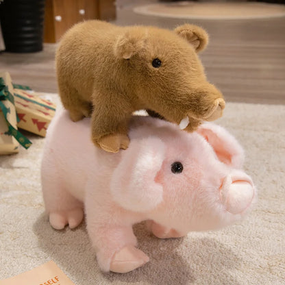 Wild boar piglet handmade plushie set in four sizes: 25 cm, 30 cm, 35 cm, 40 cm comparison