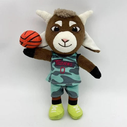 Will Harris plush in Vineland Thorns roarball jersey, front view, brown and orange handmade stuffed animal, 24cm
