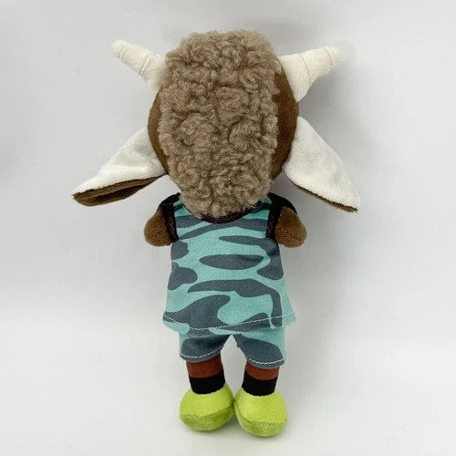 Will Harris stuffed animal rear view showing Vineland Thorns jersey back detail, handmade animated sports film plush

