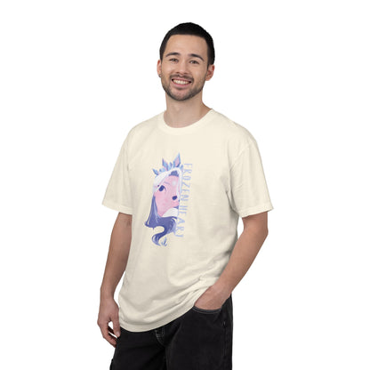 Winter majesty frozen heart t-shirt with cryo empress ice-blue gaze and crystal crown artwork
