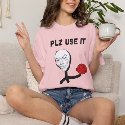 Wit-forward brain slogan t-shirt in washed vintage Comfort Colors 1717