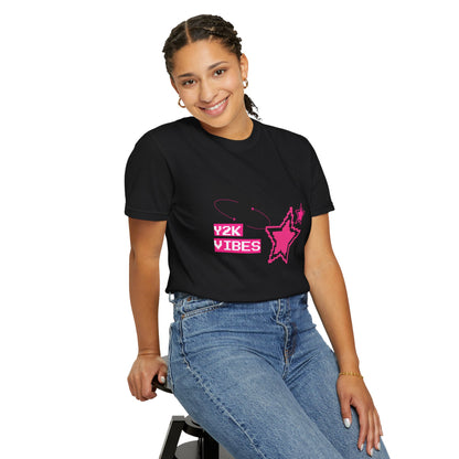 Y2K Vibes T-Shirt in multiple colorways side by side — nostalgic aesthetic pixel art sparkle tee