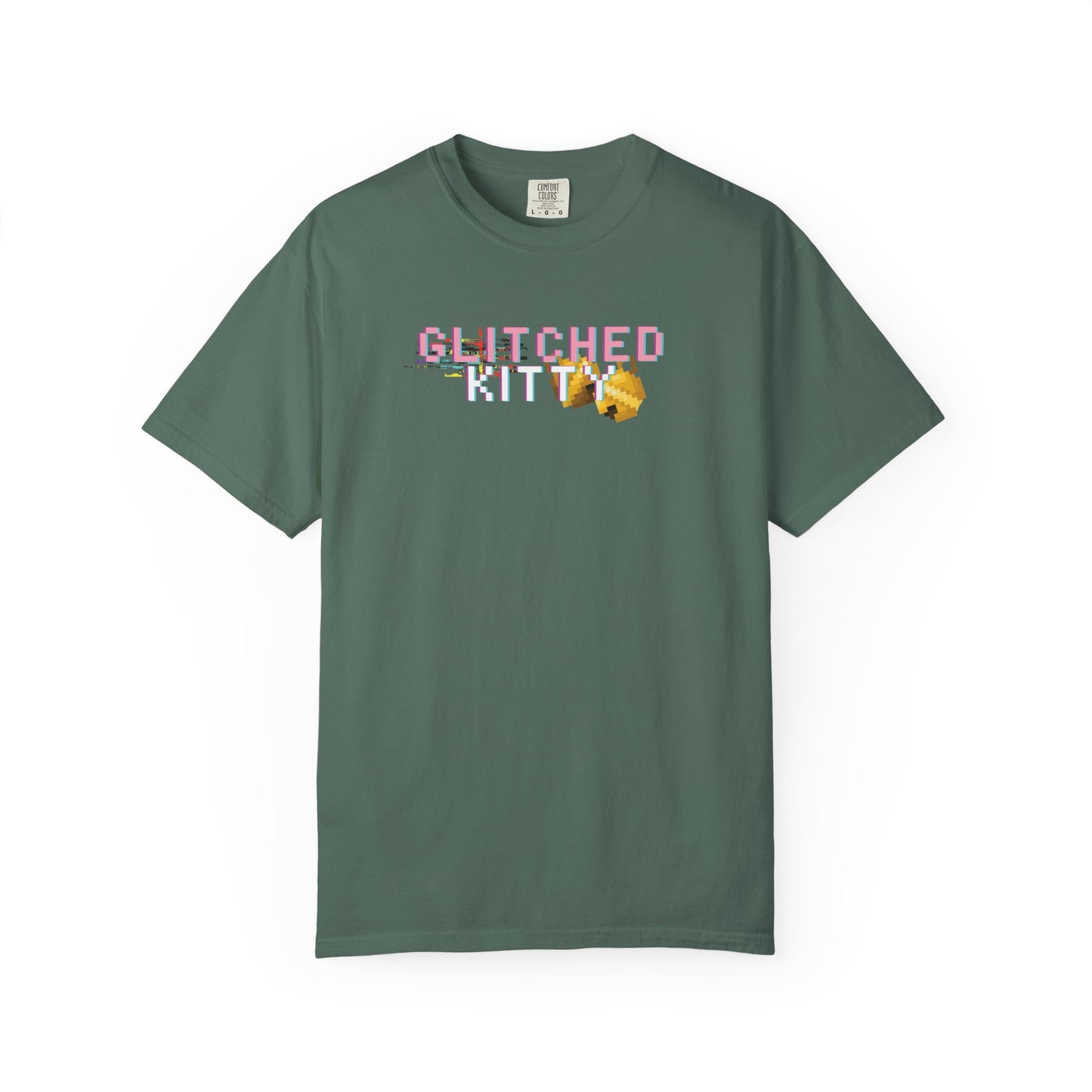 Y2k pixel cat tee with retro digital glitch graphic
