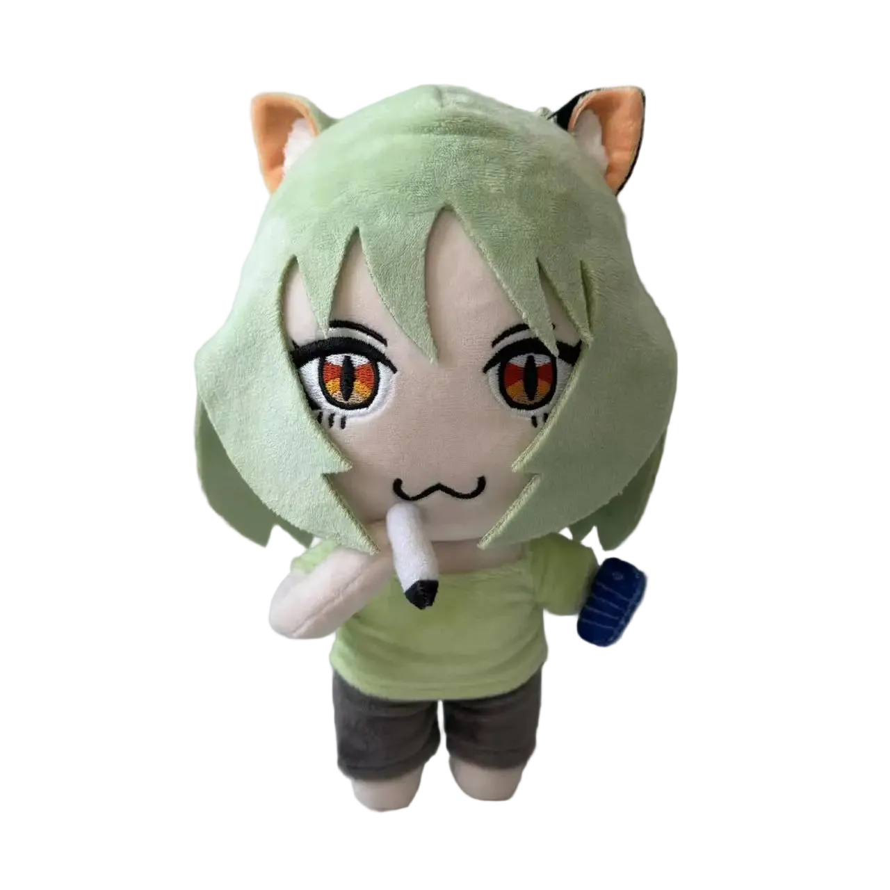 Yaniko Satou plush 20cm handmade anime cat girl plushie with cigarette front view