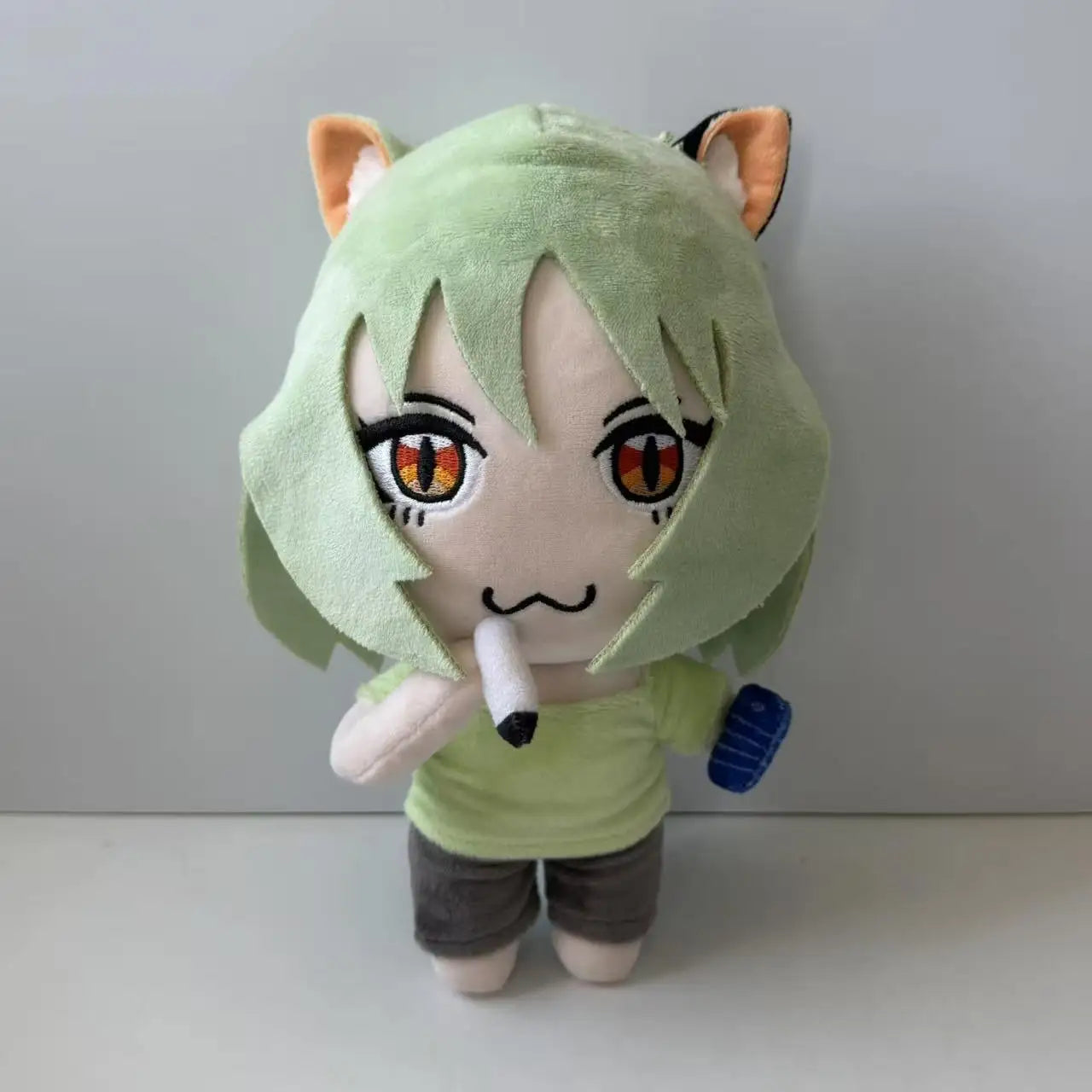 Yanineko plush figure with signature cigarette soft cotton handmade anime collectible