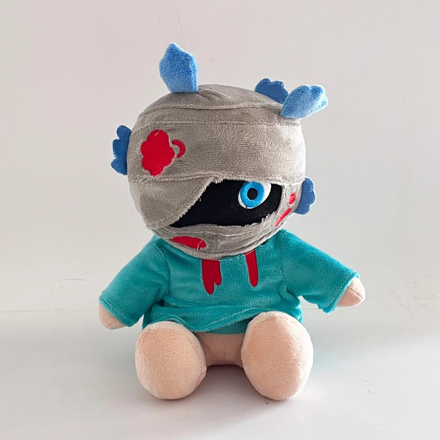 Young Sal plush 20cm chibi Sally Face collectible childhood version of Sal Fisher with blue pigtails
