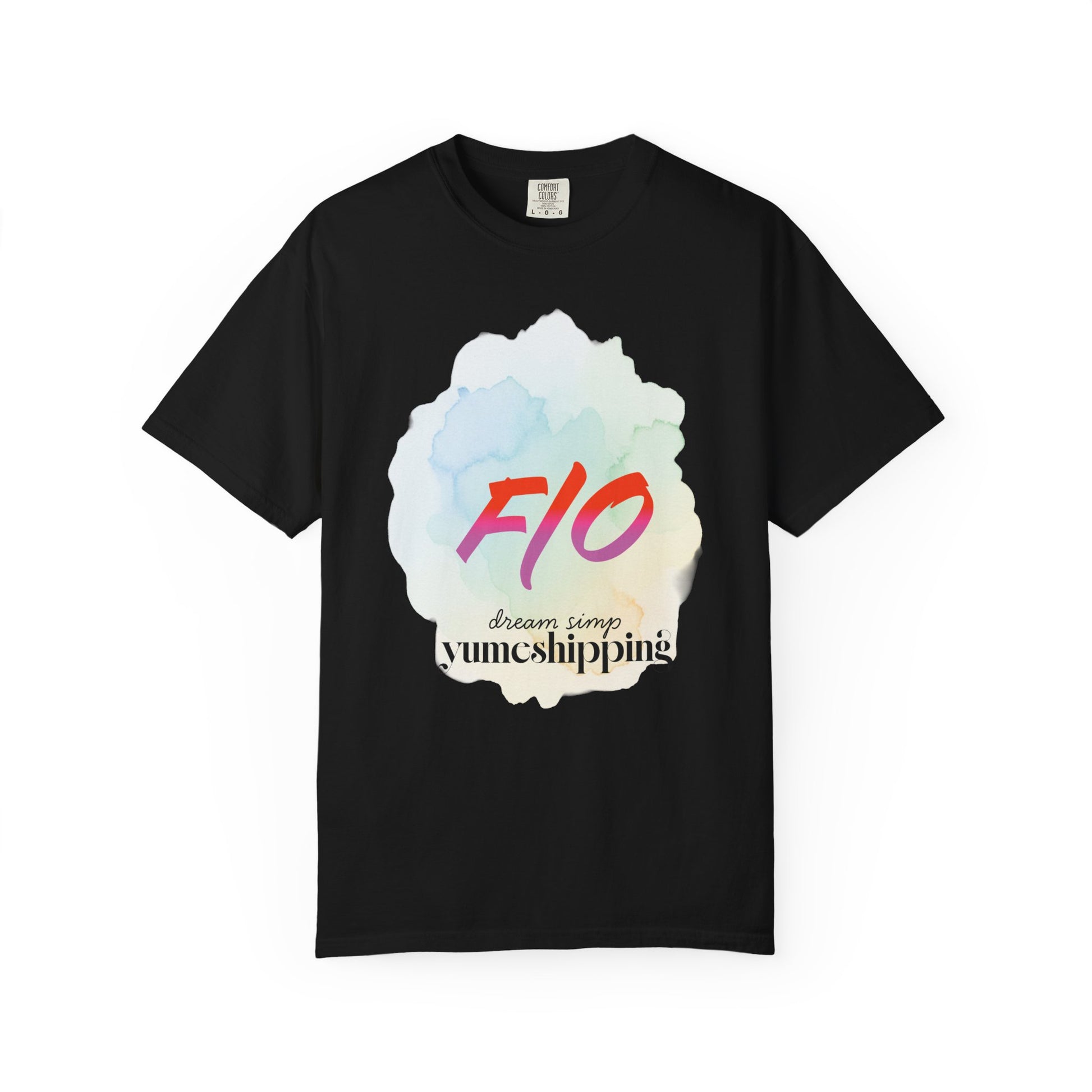 Yume tee pastel watercolor Dream Stamp graphic t-shirt with bold brushstroke lettering
