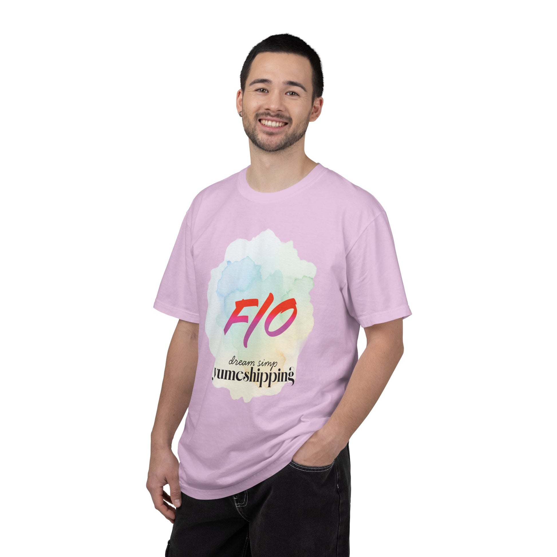 Yume tee with arty watercolor logo celebrating self-insert fandom culture
