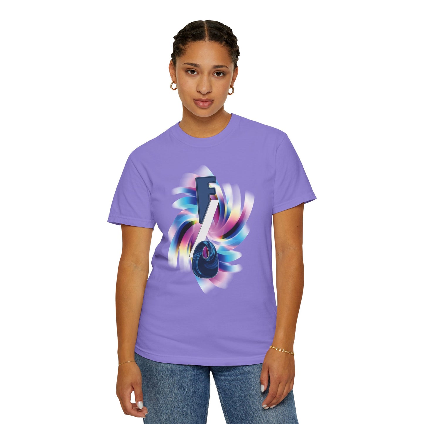 Yumedanshi wearing FO graphic tee, self-shipping fan culture streetwear, relaxed oversized fit
