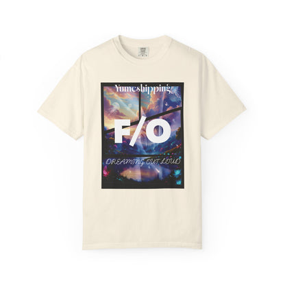 Yumejoshi apparel with abstract night sky anime aesthetic and bold F/O typography

